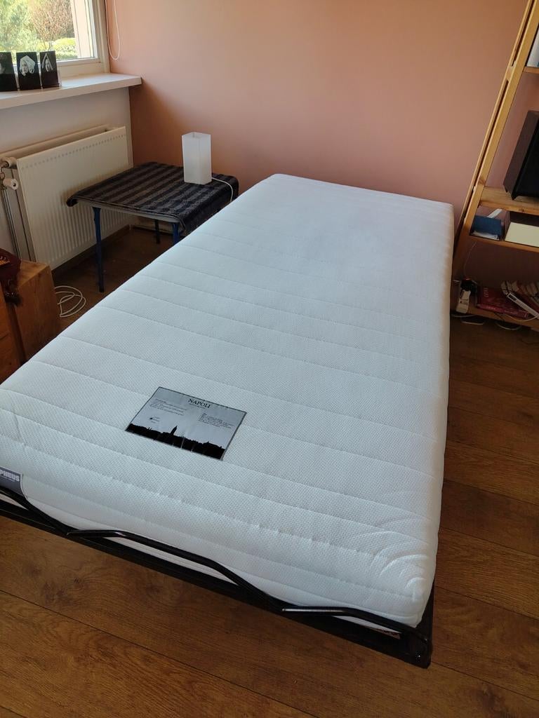 Opklapbed Morpheus, Ophalen, 90 cm, Eenpersoons, Wit