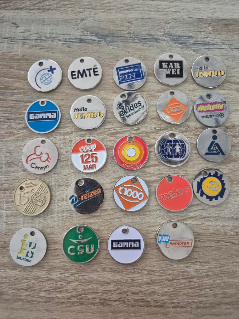 24 diverse winkelwagenmuntjes - handig en verzamelbaar, Ophalen of Verzenden
