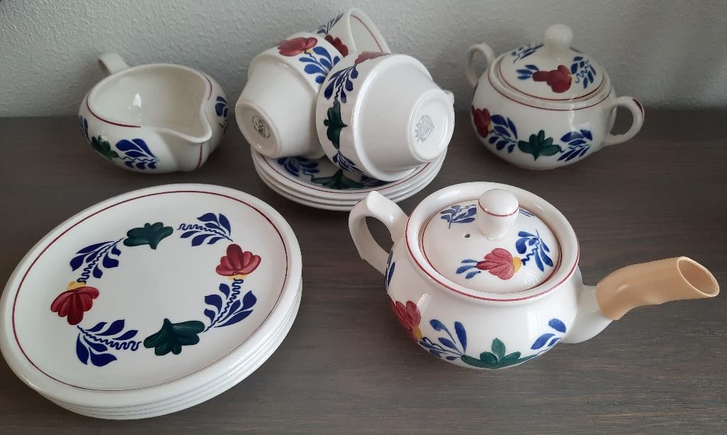 16 delen boerenbont servies, Huis en Inrichting, Keuken | Servies, Gebruikt, Overige typen, Ophalen of Verzenden, Aardewerk