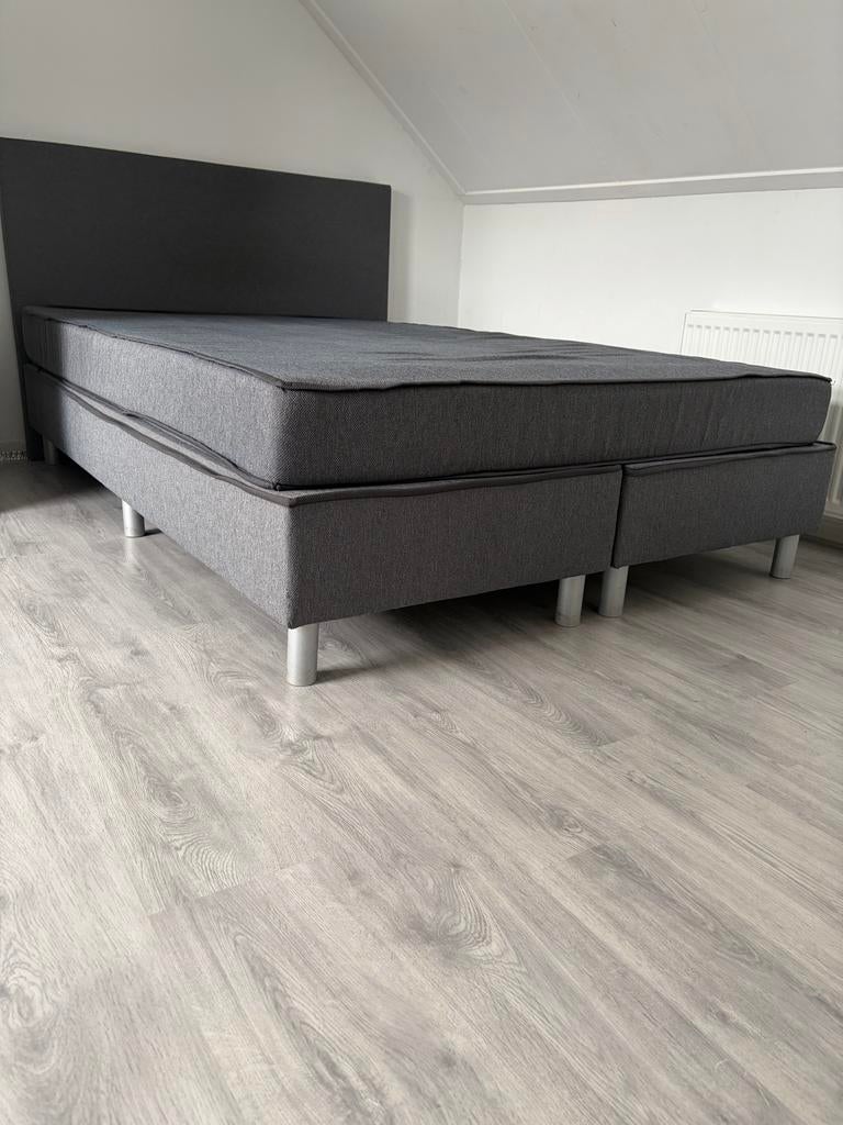 Boxspring twijfelaar 140x200 antraciet, Ophalen, Gebruikt, 140 cm, Twijfelaar