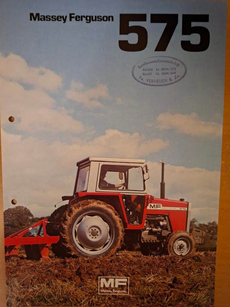 Folder Massey Ferguson MF 575, Ophalen of Verzenden, Gelezen, Tractor en Landbouw