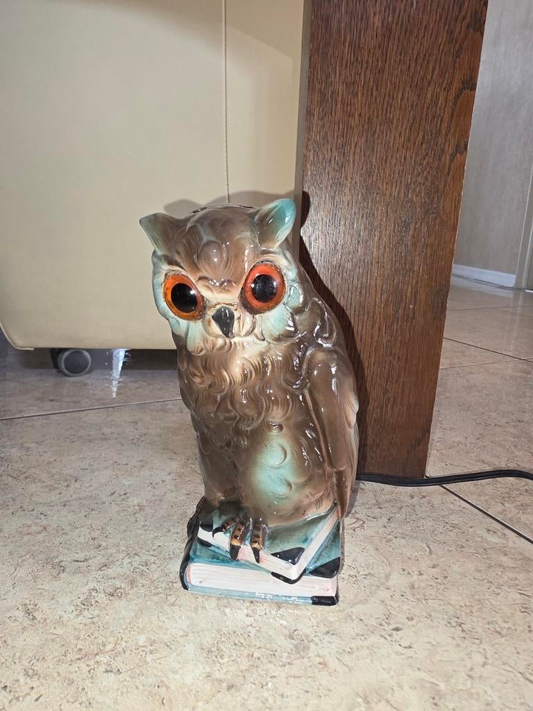 Germany uil lamp vintage retro, Huis en Inrichting, Lampen | Tafellampen, Ophalen of Verzenden, Zo goed als nieuw, Minder dan 50 cm