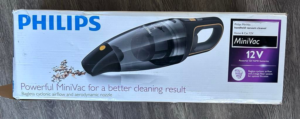 Philips MiniVac Kruimeldief 10.8V - Handig en Krachtig doos, Witgoed en Apparatuur, Stofzuigers, Gebruikt, Kruimeldief, Ophalen of Verzenden