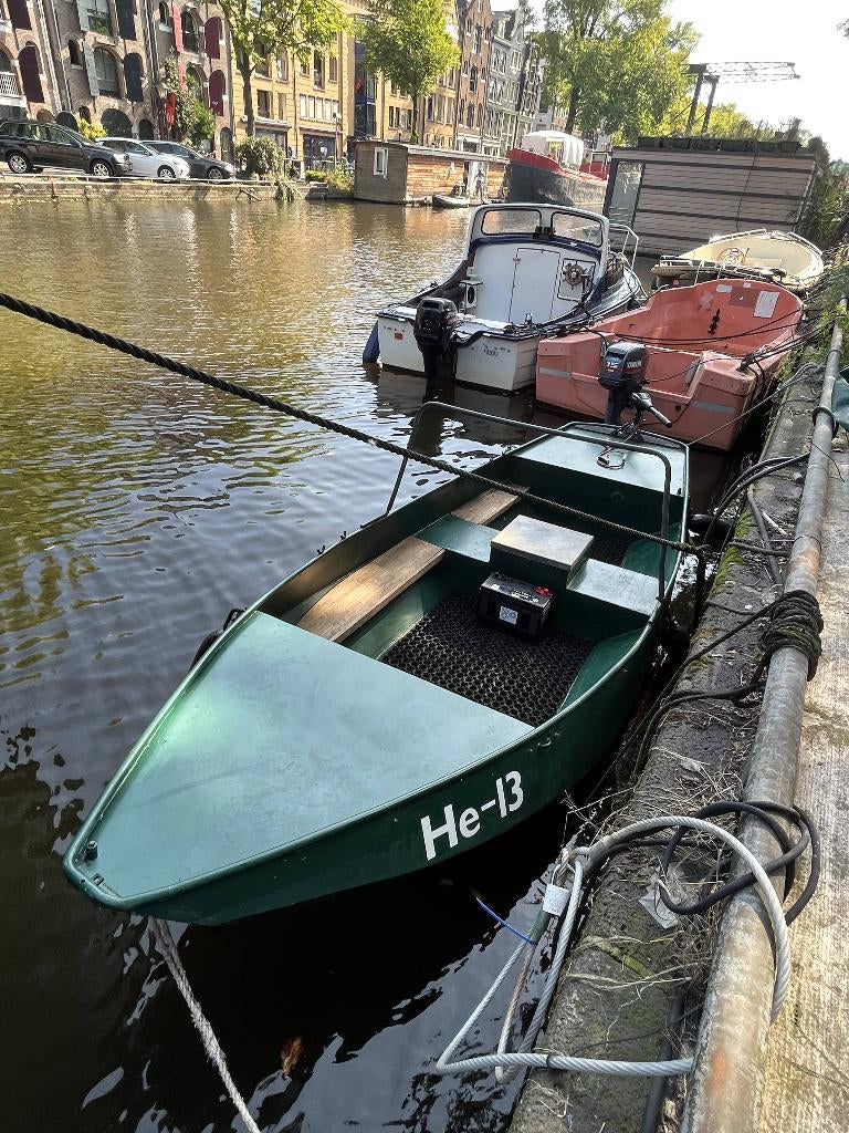Stalen vlet | sloep | grachtenboot mét elektrische motor, Ophalen, Gebruikt, Elektrisch, Tot 10 pk