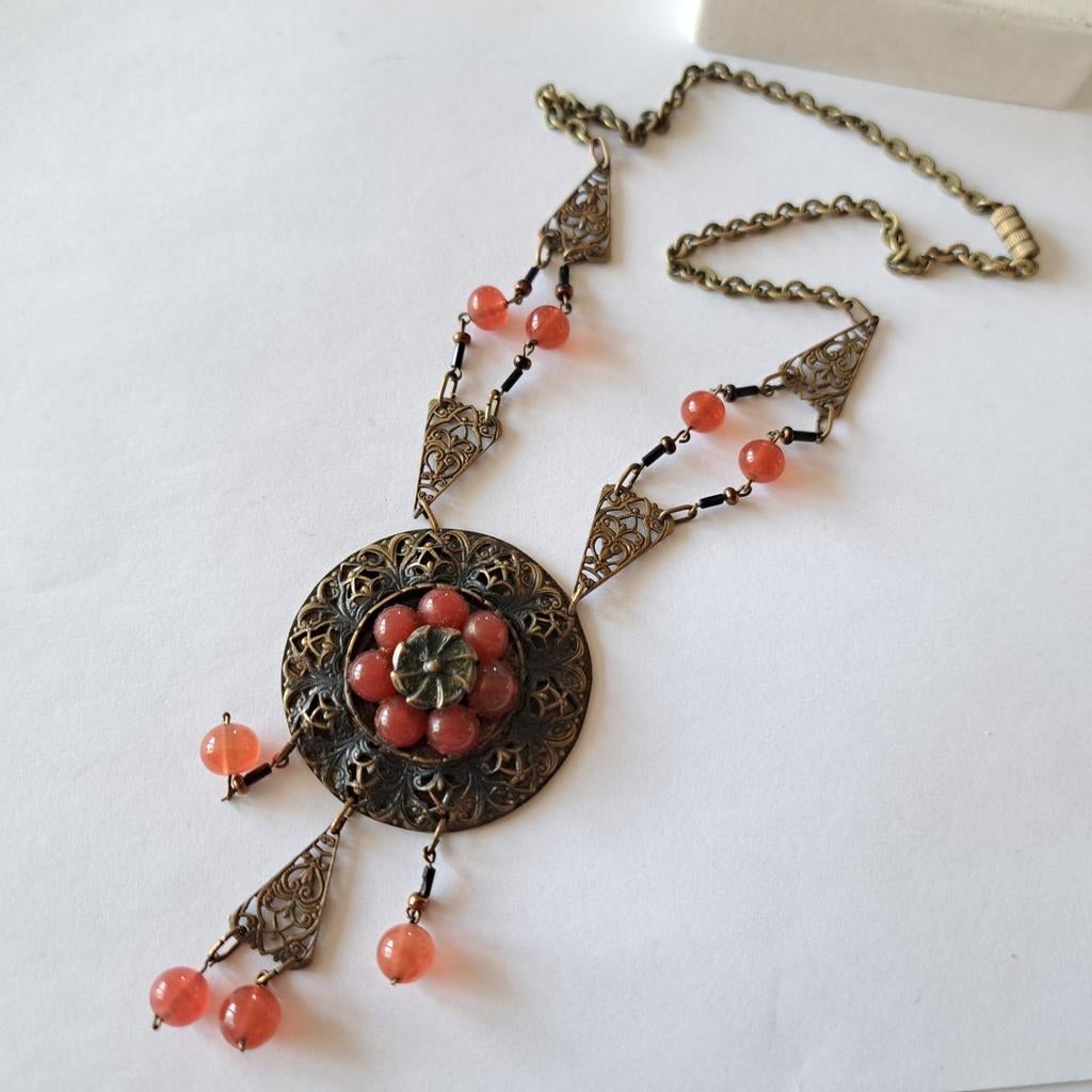 Oude vintage retro ketting hanger, Sieraden, Tassen en Uiterlijk, Antieke sieraden, Verzenden, Overige materialen, Hanger