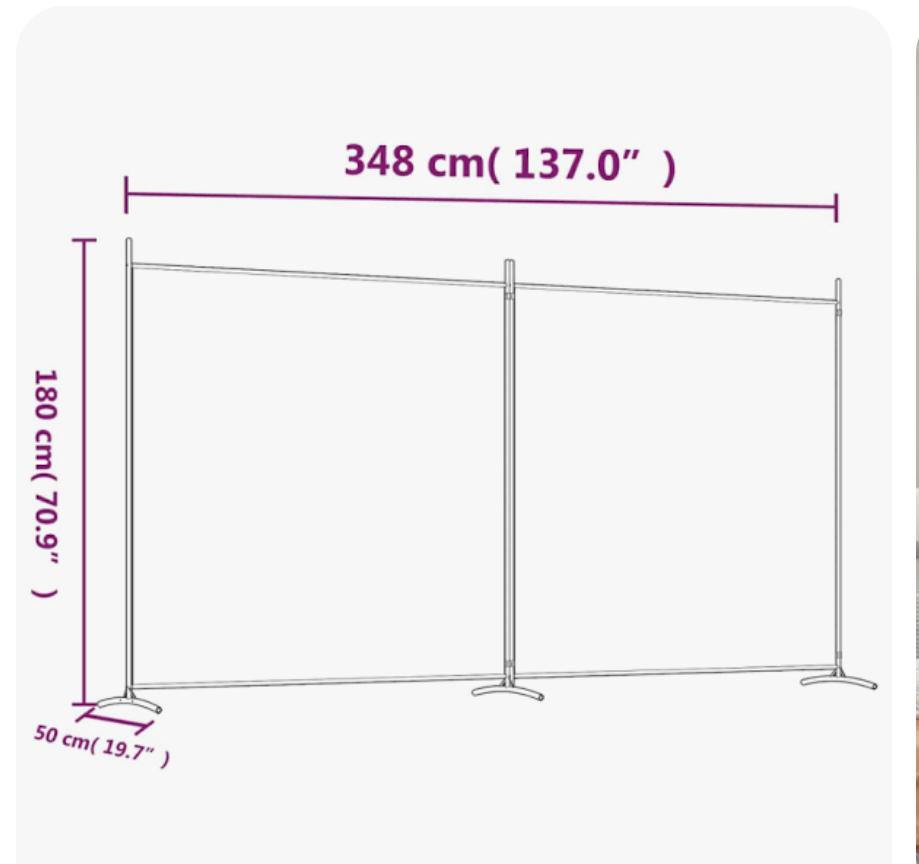 Kamer scherm met 2 panelen - 348x180 cm, Ophalen, Zo goed als nieuw