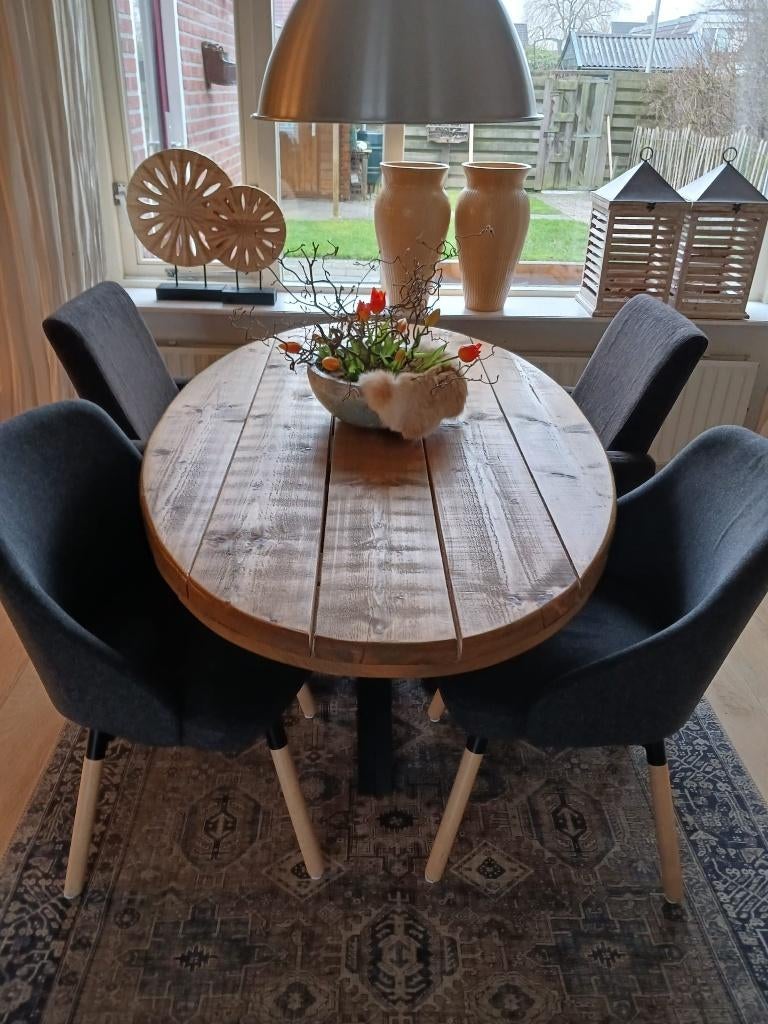 Steigerhout Tafel, Ophalen, Zo goed als nieuw, Ovaal, Hout