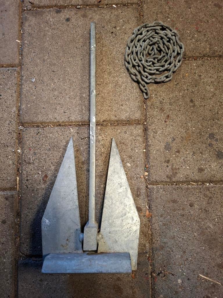 Anker met ketting - Klaar voor gebruik, Watersport en Boten, Ophalen, Gebruikt, Overige typen