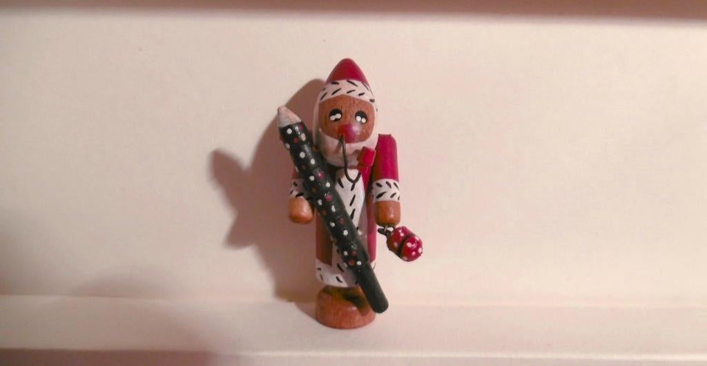 Oude houten kerstman Rookmannetje poppenhuis pop kerst boom., Verzenden