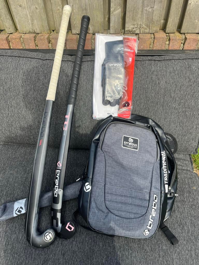 Brabo hockeyset met 2 sticks, tas en handschoen, Sport en Fitness, Hockey, Ophalen, Zo goed als nieuw, Overige typen