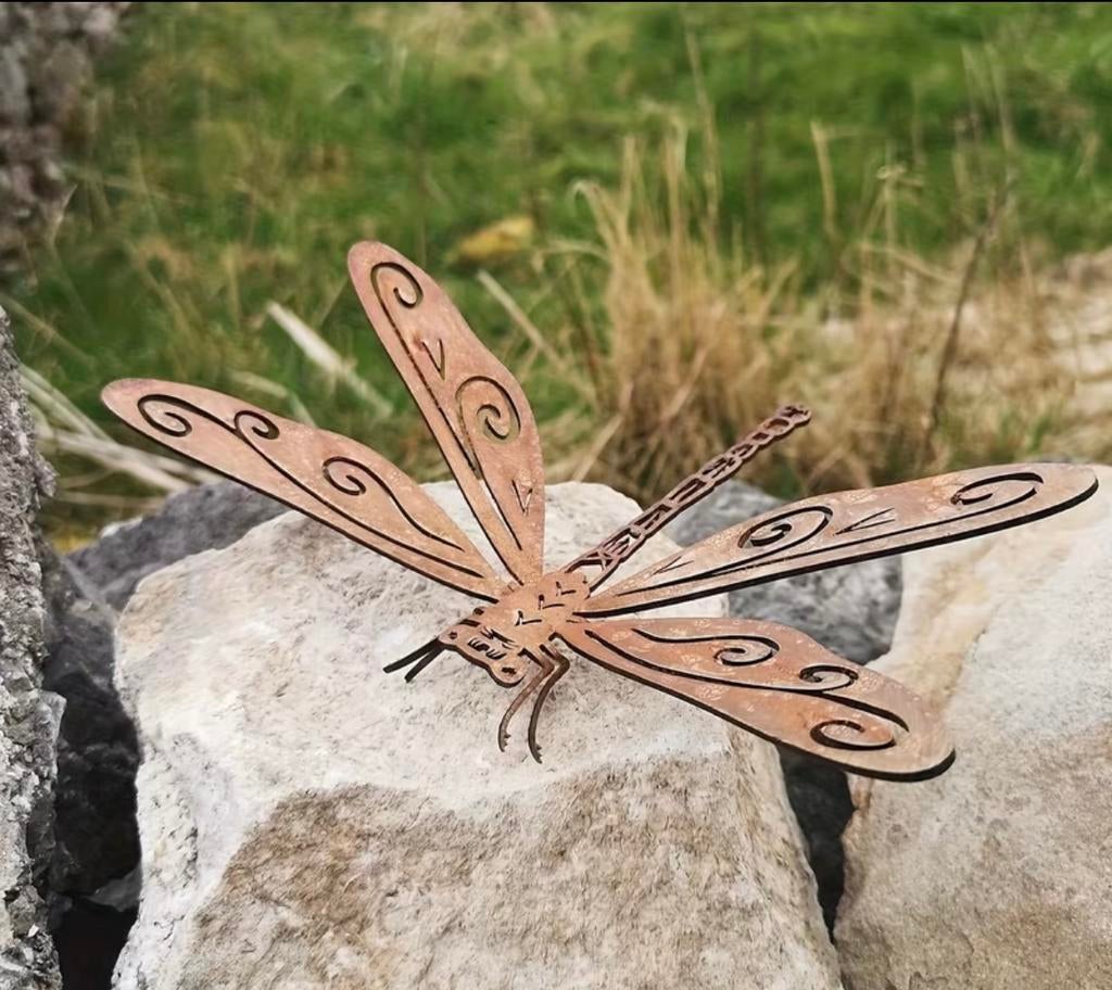 Libelle tuinsteker roestig staal, Ophalen of Verzenden, Nieuw