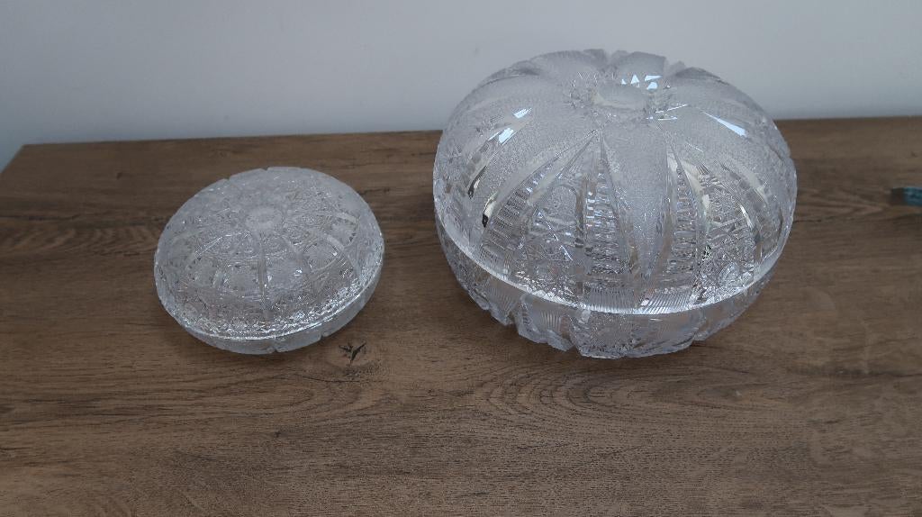 echte kristallen grote (koek) schaal en bonbon schaaltje, Antiek en Kunst, Ophalen of Verzenden