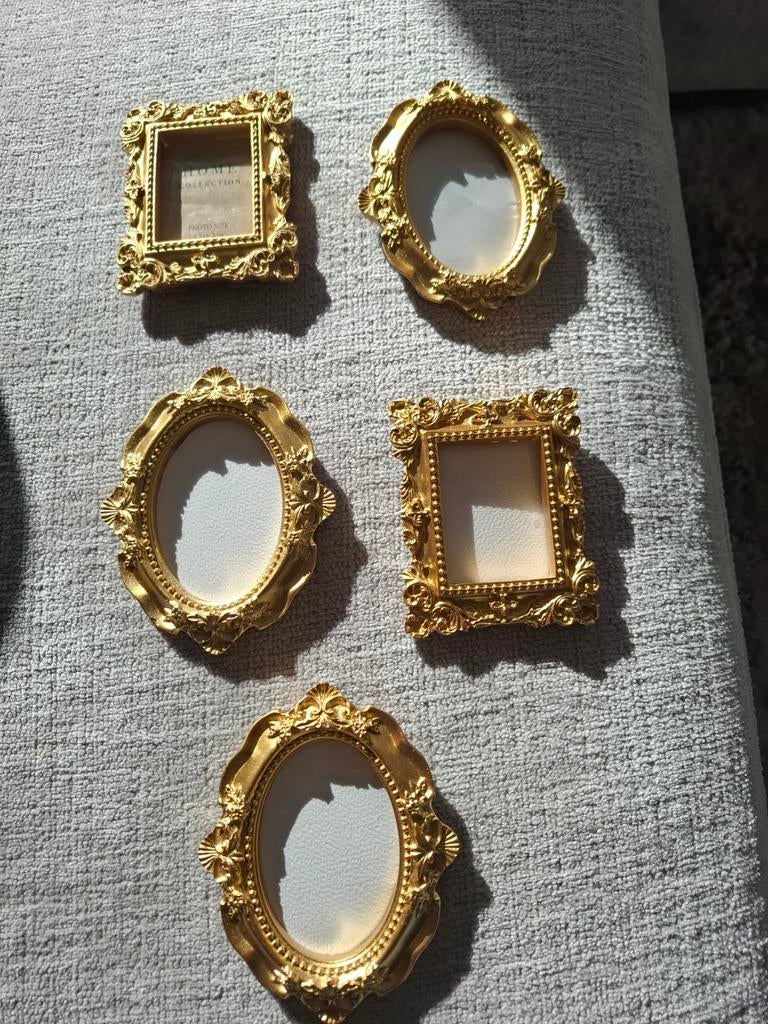 Mooie kleine Brocante fotolijstjes 5 stuks, Antiek en Kunst, Ophalen of Verzenden
