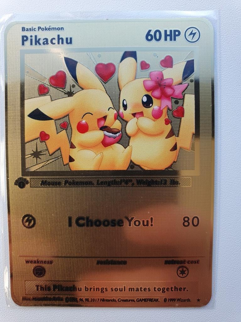 Pikachu verliefd hartjes en bloemetjes Metal Card, Pokemon k, Ophalen of Verzenden, Nieuw