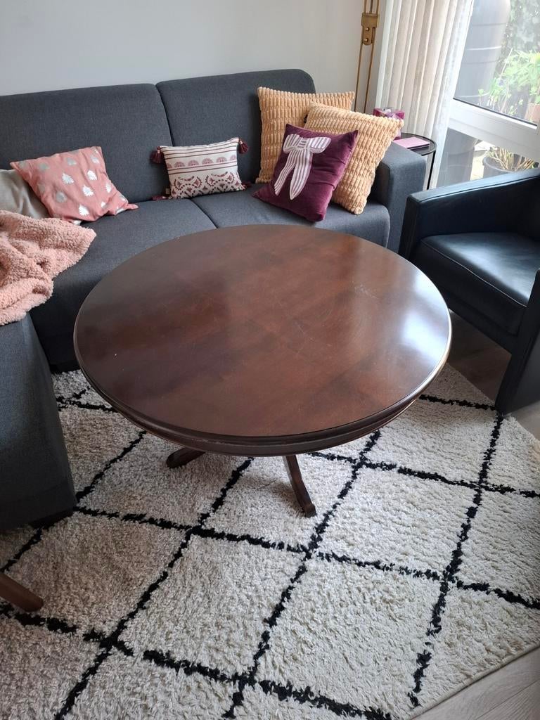Houten salontafel, Gebruikt, 50 tot 100 cm, Rond, Minder dan 50 cm