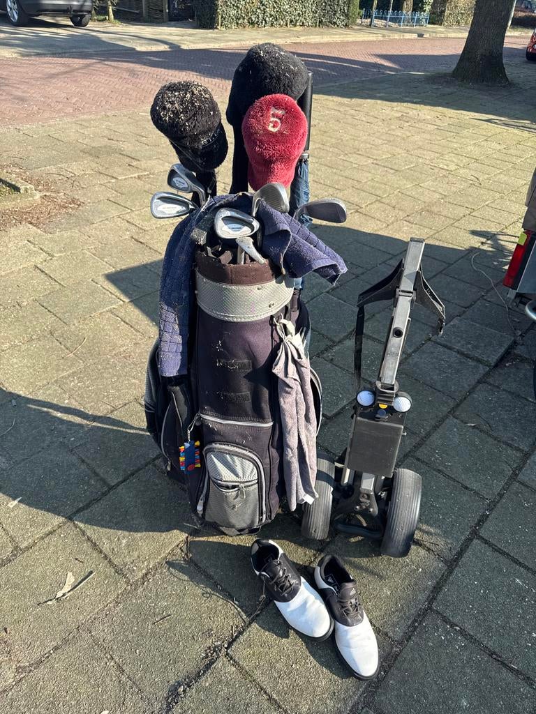Complete Golfset met Tas, Kar en Schoenen, Ophalen, Gebruikt, Set, Overige merken
