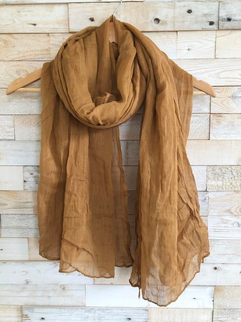 Grote okerkleurige sjaal 100% katoen - nieuw, Kleding | Dames, Mutsen, Sjaals en Handschoenen, P, P, Nieuw, Ophalen of Verzenden