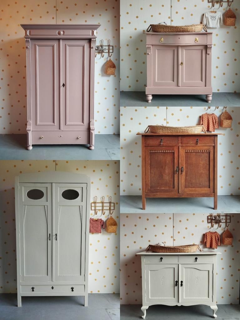 Vintage babykamer winkel / kasten / commode's / duurzaam, Kinderen en Baby's, Kinderkamer | Commodes en Kasten, 105 cm of meer