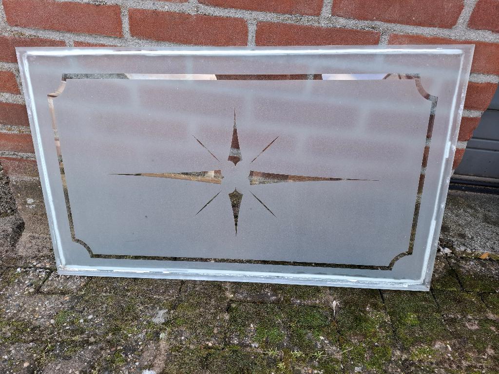 Ruiten, 4 stuks, gezandstraald., Ophalen, Gevelraam of Ruit, Gebruikt, Minder dan 80 cm