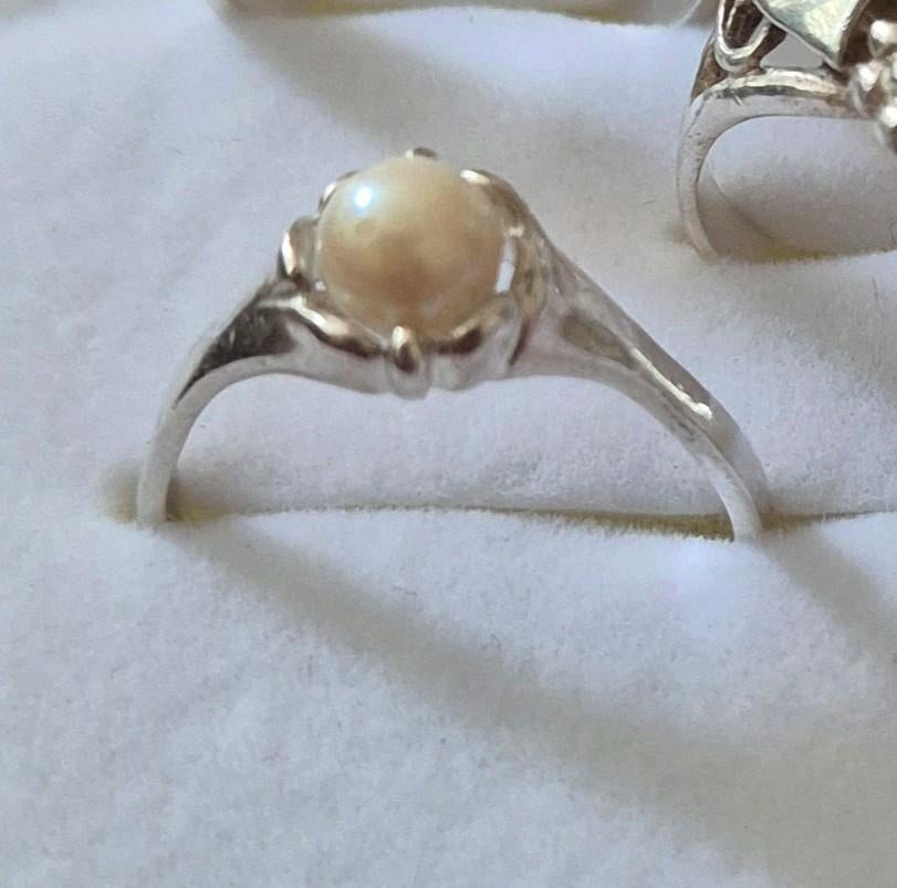 Ring  - zilver 935 en met Parel, Ophalen of Verzenden, Zo goed als nieuw, 17 tot 18, Dame