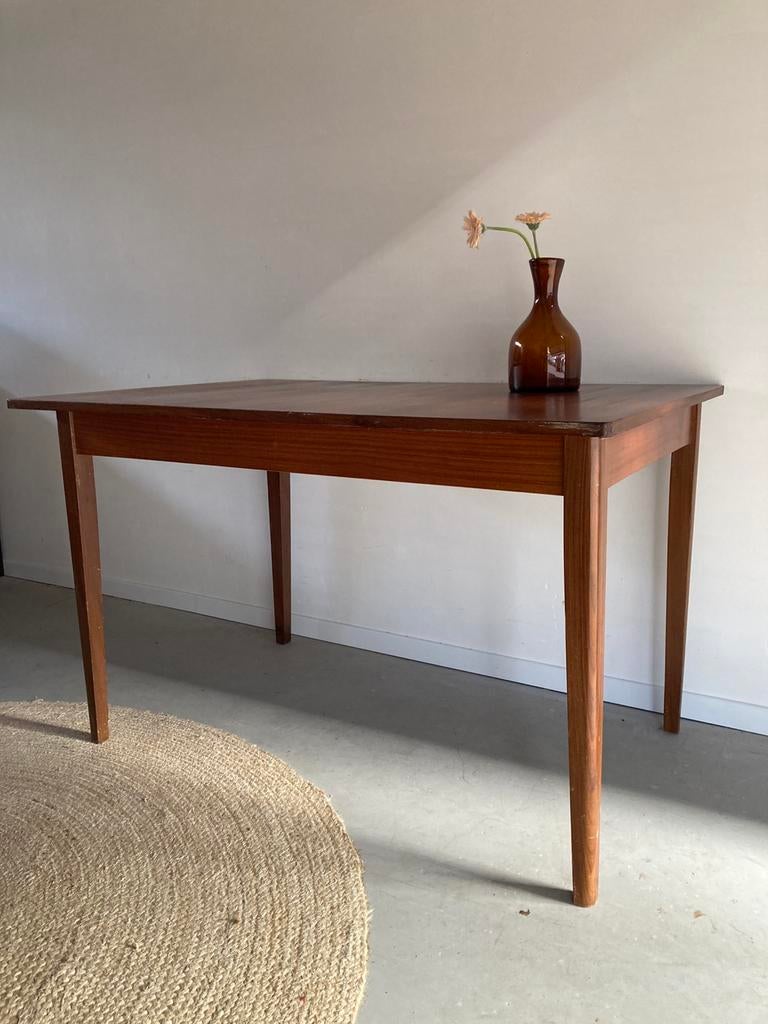 Midcentury vintage teak eettafel uitschuifbaar, Huis en Inrichting, Ophalen, Gebruikt, Teakhout, 50 tot 100 cm