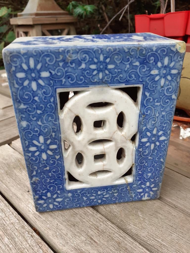 Antieke Handbeschilderde Hoofdsteun, Keramiek, Ophalen of Verzenden