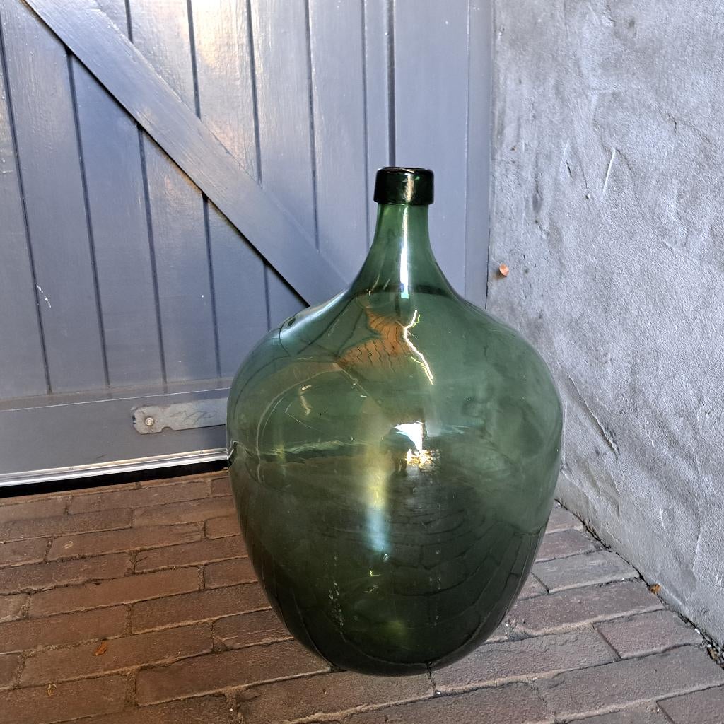 Oude brocante glazen gistfles fles groen hoogte 52cm *Etage3, Ophalen, Gebruikt, ., .
