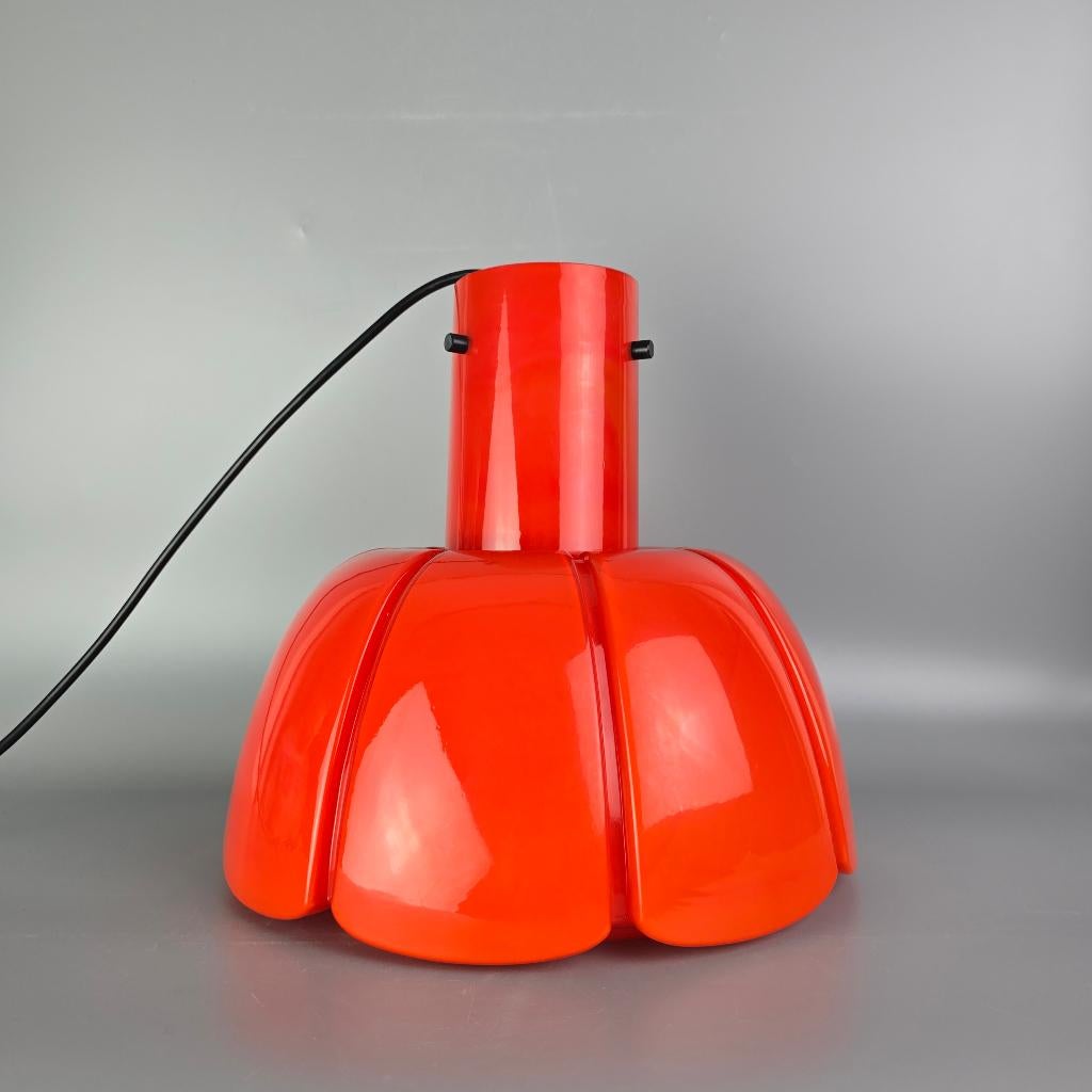 Vintage Glashütte Limburg hanglamp – donker oranje glas, Antiek en Kunst, Antiek | Lampen, Ophalen of Verzenden