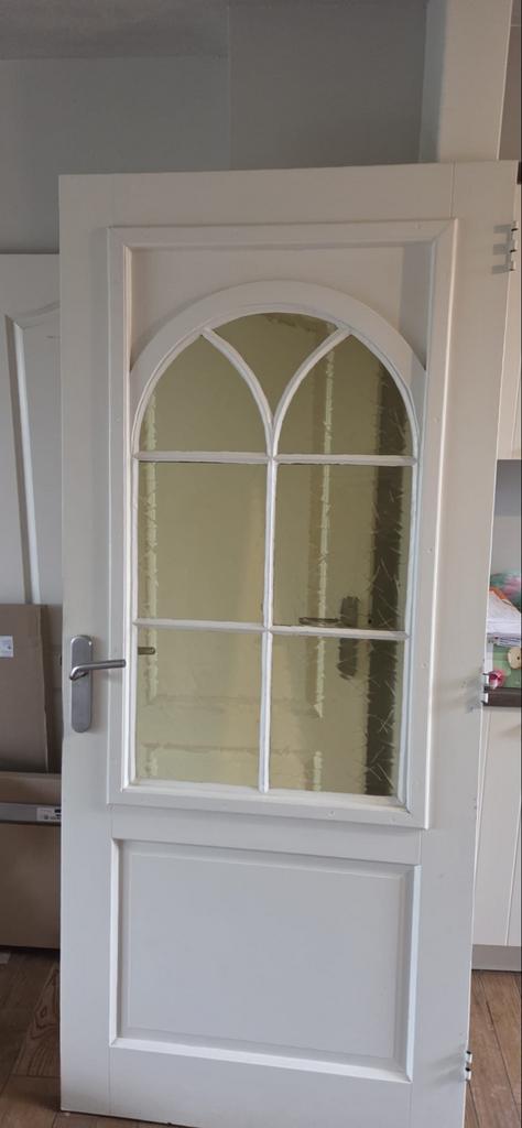 Gratis stompe binnendeur met glas, Doe-het-zelf en Verbouw, Deuren en Horren, Ophalen, Gebruikt, 80 tot 100 cm, Binnendeur