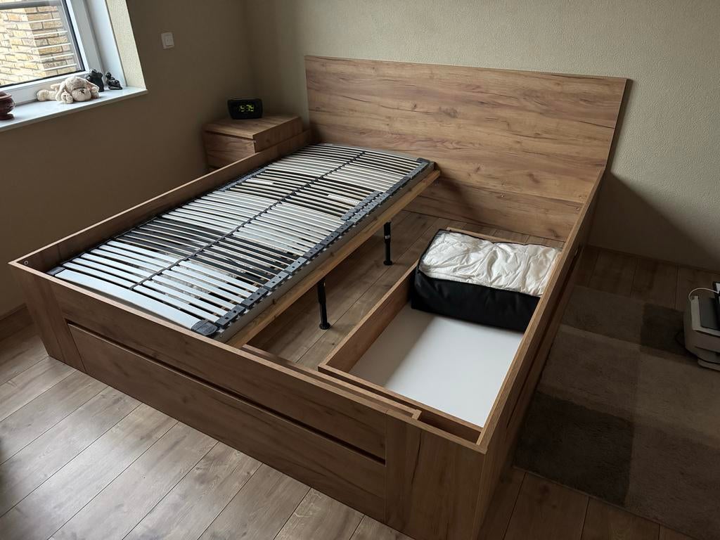Nieuw JYSK Limfjorden bedframe met lades 180x200, Ophalen, Bruin, 180 cm, 200 cm