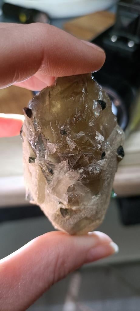 Toermalijn op rookkwarts Brazilië Minas gerais, Verzamelen, Ophalen of Verzenden