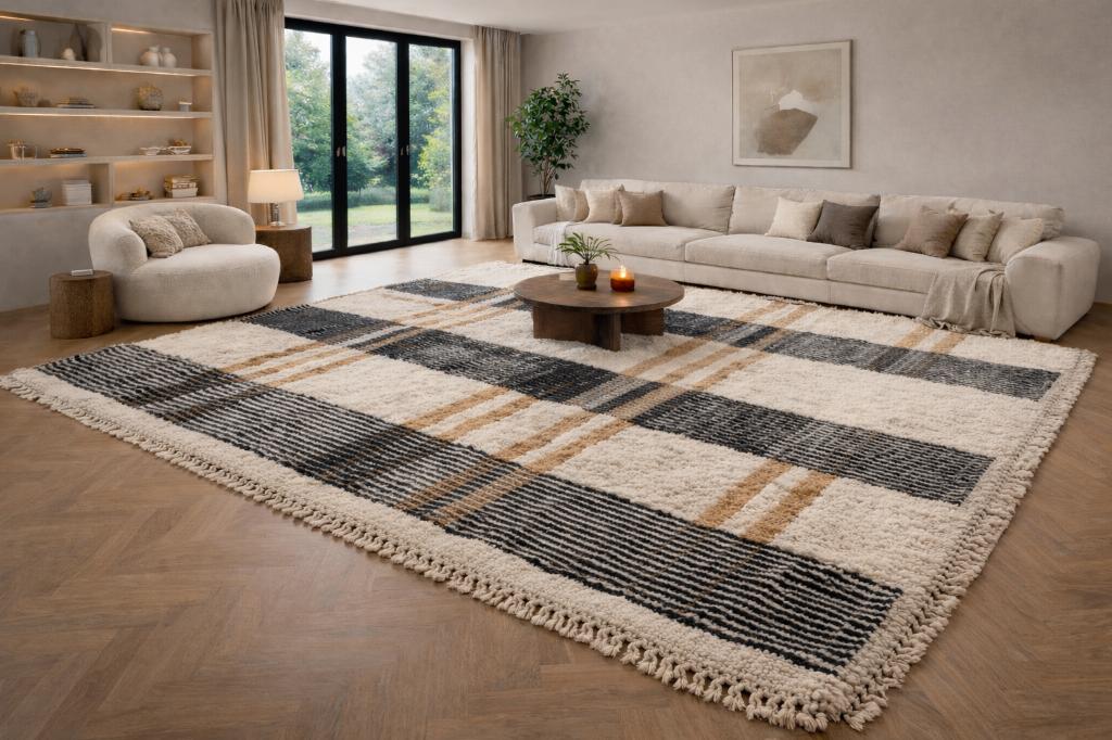 Handgemaakt 100% wol m’rirt berbertapijt 389x383, Ophalen of Verzenden, Boho, wol, berber, m’rirt,, 200 cm of meer, Maroccarpets