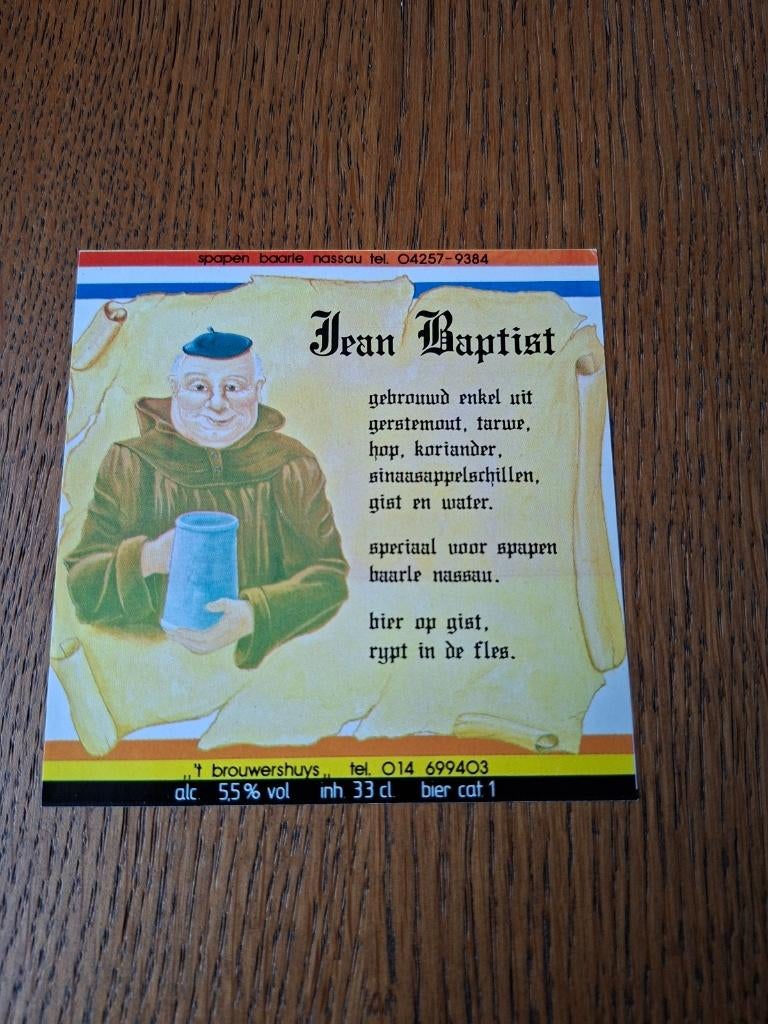 Jan Baptist bier etiket, ongebruikt, Ophalen of Verzenden, Nieuw, Overige typen, Overige merken