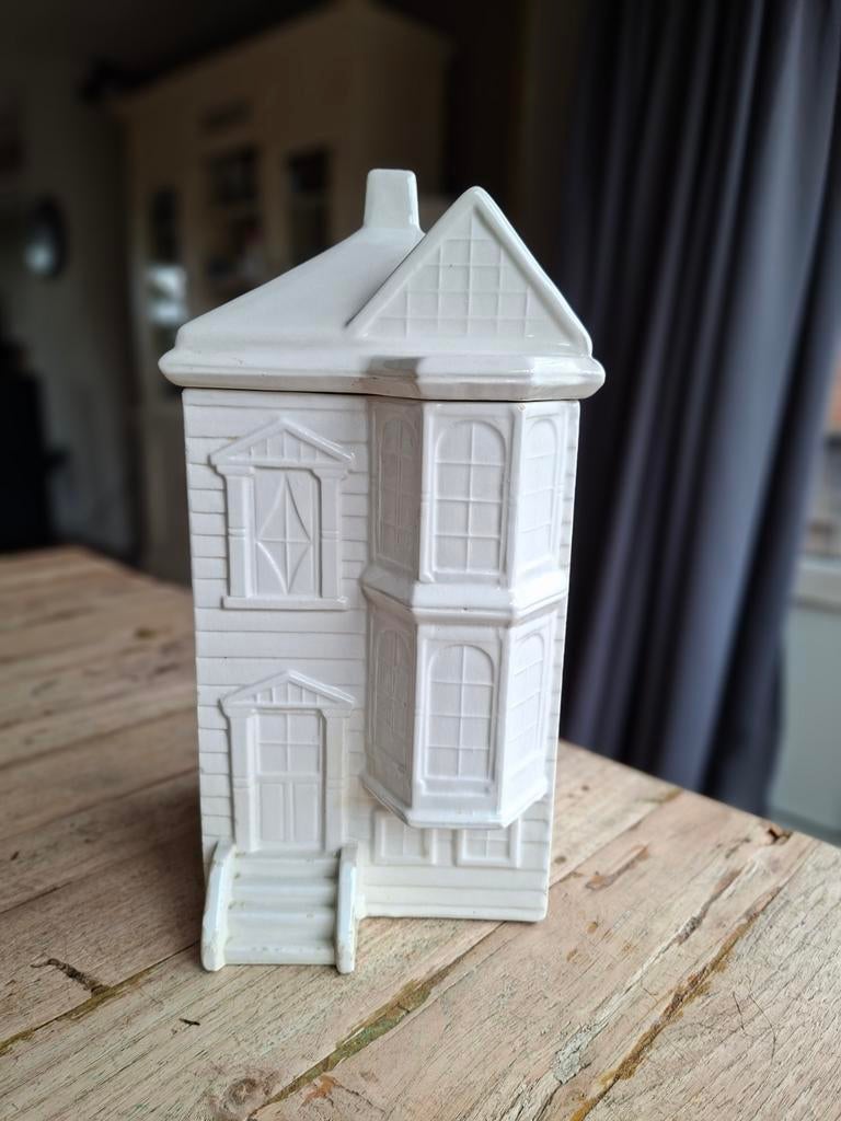 Vintage Mancer Italy XL Koekjespot Huis Wit - 32 cm, Antiek en Kunst, Antiek | Keramiek en Aardewerk, Ophalen of Verzenden