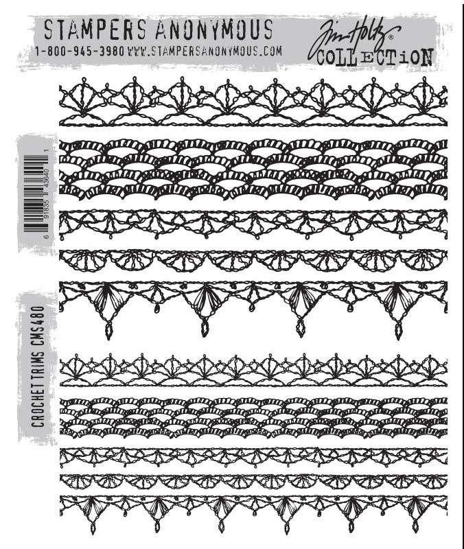 Stampers Anonymous Tim Holtz Cling Stamps Crochet Trims #480, Hobby en Vrije tijd, Stempelen, Nieuw, EZ-mounted stempel, Verzenden