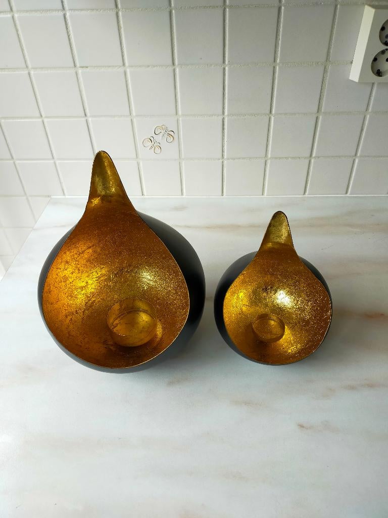 Windlicht Egg 2 stuks, Zwart, Nieuw, Ophalen of Verzenden, Metaal