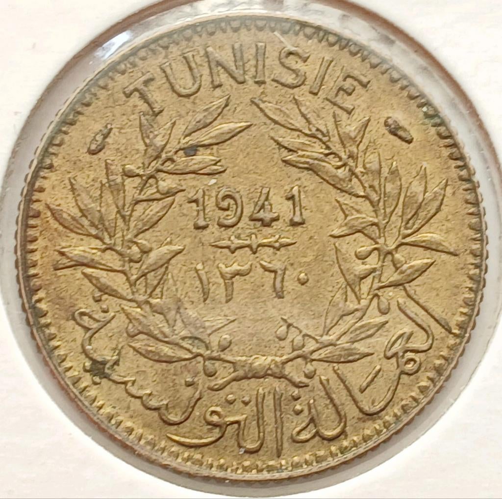 1 Franc 1941 Tunesie Prachtige Oude Munt WO2 Frankrijk WW2, Ophalen of Verzenden, Overige gebieden