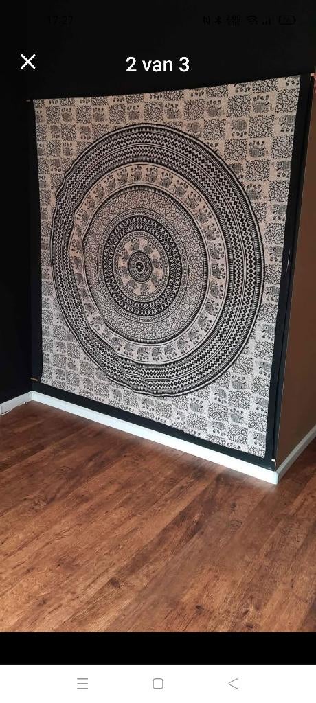 Mandala linnen wanddoek op stevig houten frame 210x210, Ophalen, Zo goed als nieuw