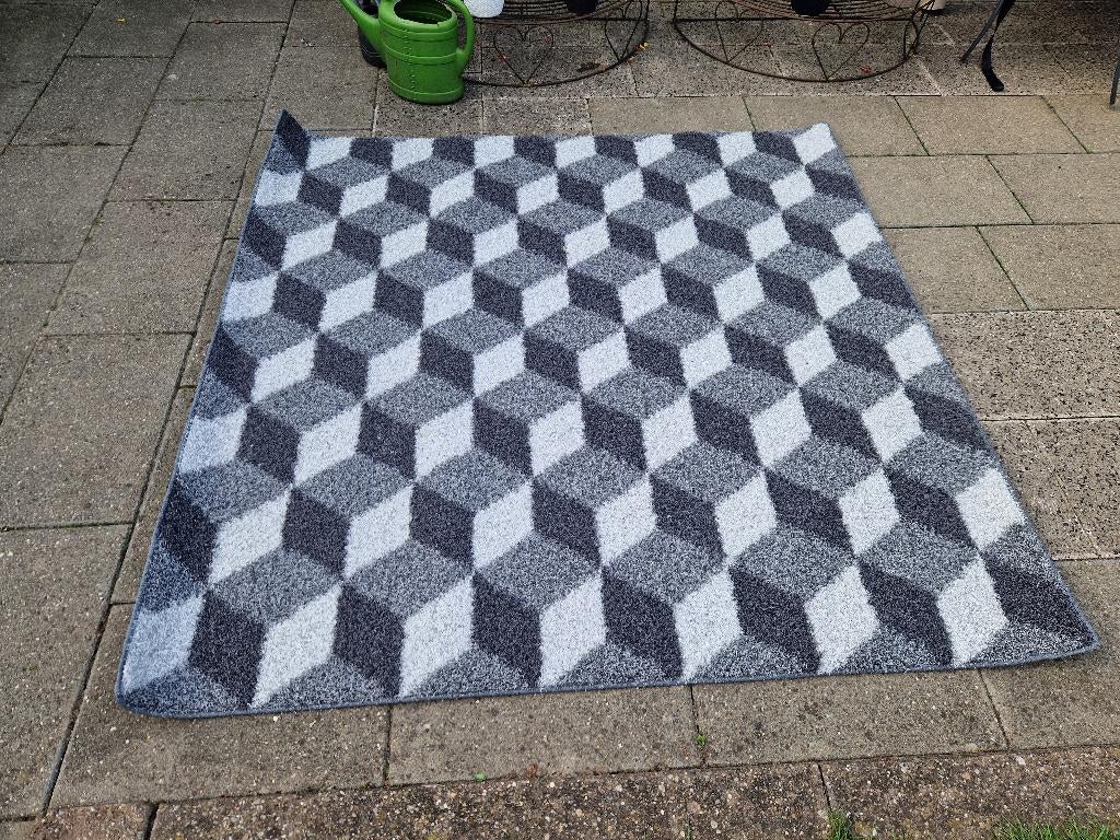 Nieuw modern weerbestendig zwart wit kunstgras kleed 2x2mtr., Tuin en Terras, Deurmatten, Ophalen of Verzenden, Nieuw, Buiten
