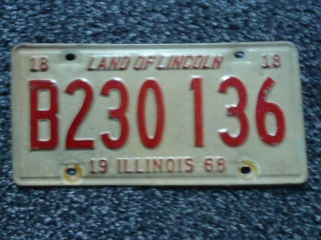 Kentekenplaat licenseplate Illinois 1968 USA, Verzamelen, Verzenden, Gebruikt, Auto's