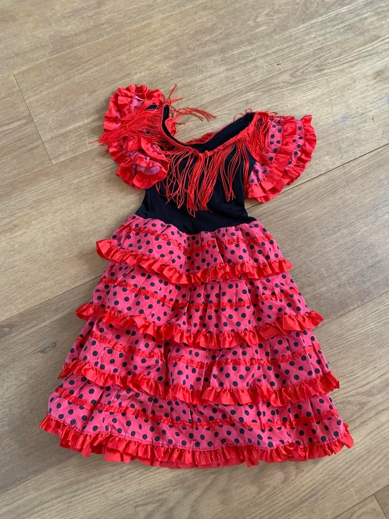 Flamenco Verkleedjurk Maat 6 jaar, Ophalen, Gebruikt, 110 t/m 116, Meisje