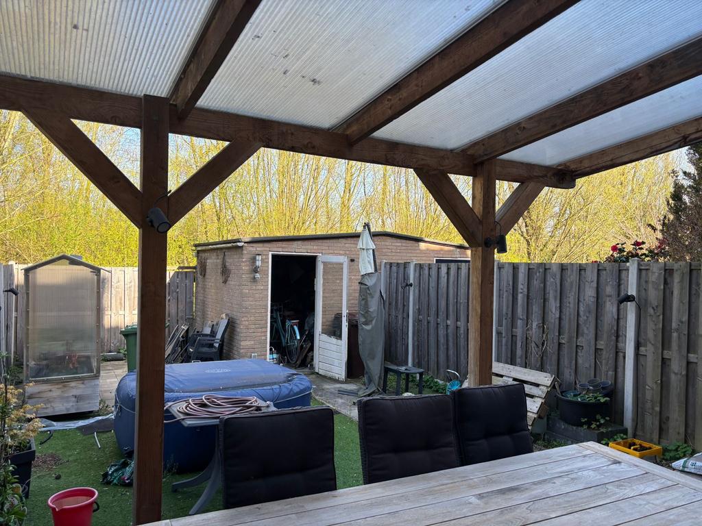 Douglas Houten Overkapping 4x3,5 met Polycarbonaat Dak, Tuin en Terras, Ophalen, Zo goed als nieuw, Overige typen