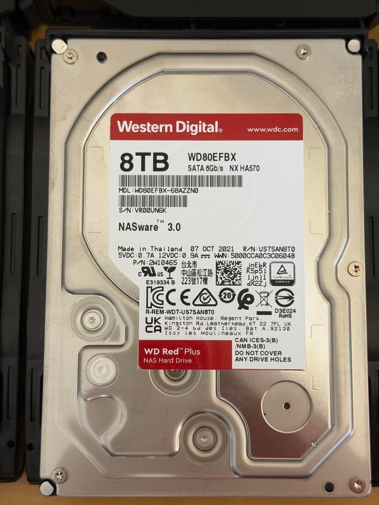 WD Red 8TB NAS Harddisk (3 stuks), Computers en Software, Harde schijven, Refurbished, Desktop, Intern, HDD, SATA, Ophalen of Verzenden