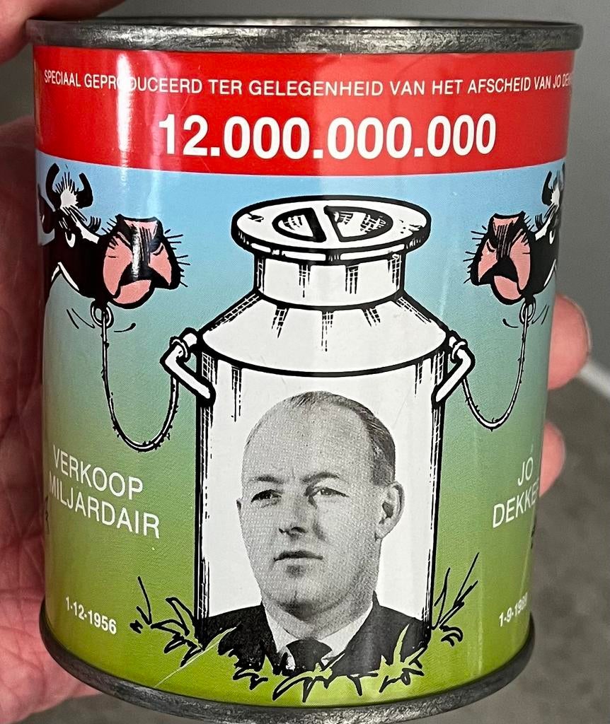 spaarpot blik Thomassen & Drijver 1989 Jo Dekker, Ophalen of Verzenden, Gebruikt, Overige