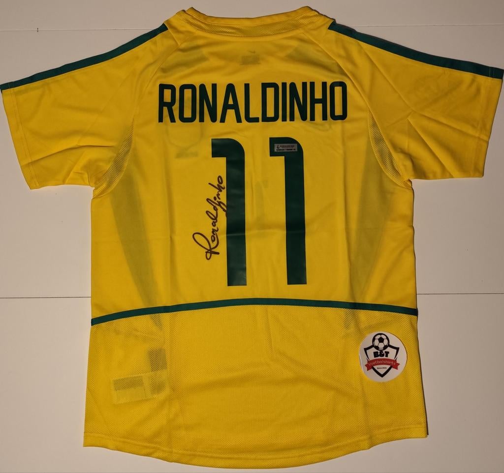 Gesigneerd Ronaldinho Brazilië Thuisshirt, Buitenlandse clubs, Shirt, Verzenden, .
