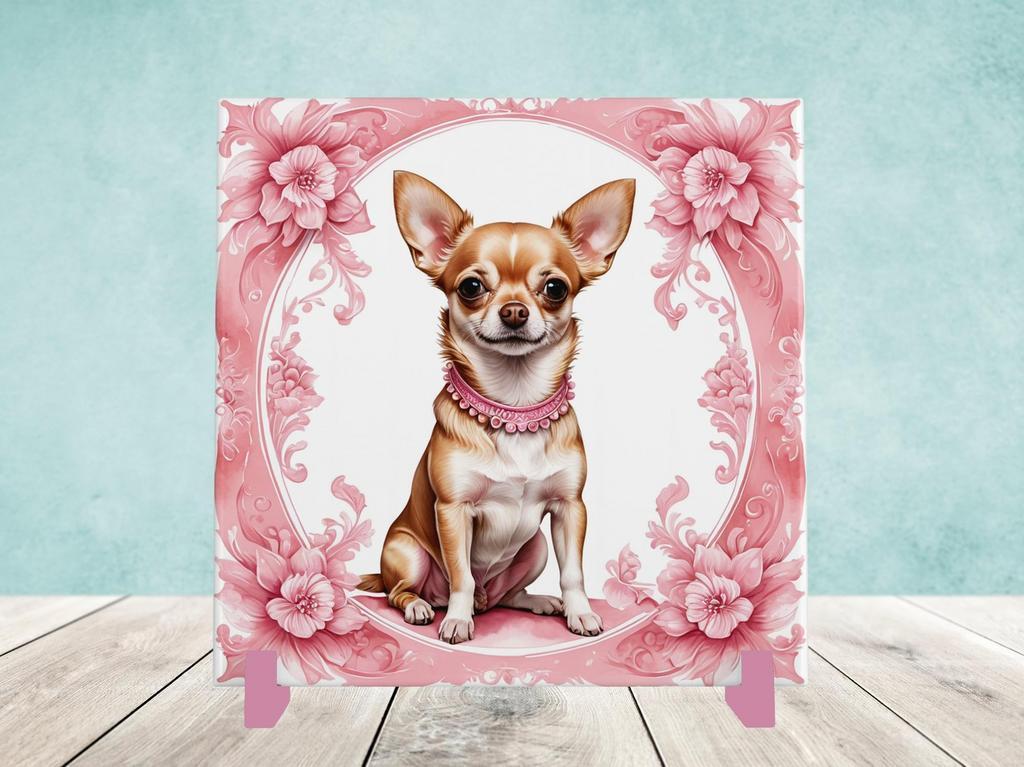 Chihuahua Delfts Roze tegel incl houder, Ophalen of Verzenden, Nieuw