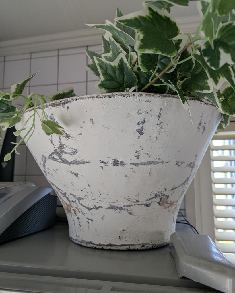 Oude houten bloempot, Ophalen, Overige materialen, Gebruikt, Rond