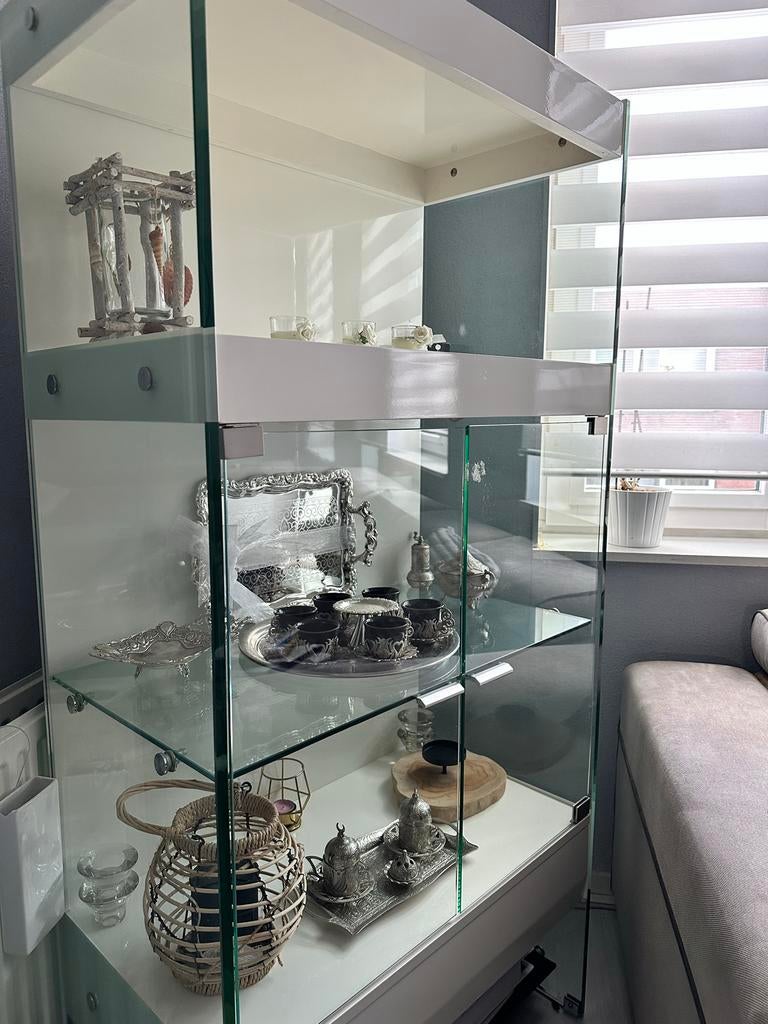 Glazen Vitrinekast met Opbergruimte, Huis en Inrichting, Kasten | Vitrinekasten, Ophalen, 50 tot 100 cm, 150 tot 200 cm, 25 tot 50 cm
