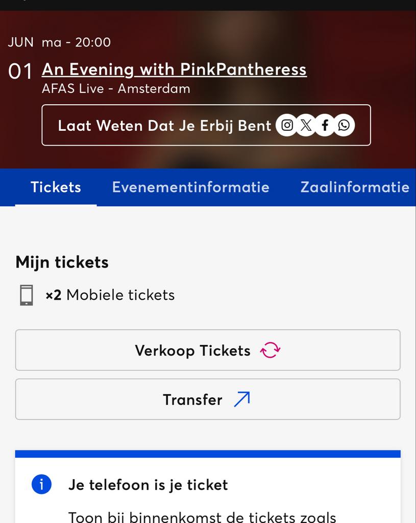 Pinkpantheres Tickets, Tickets en Kaartjes, Twee personen, Juni