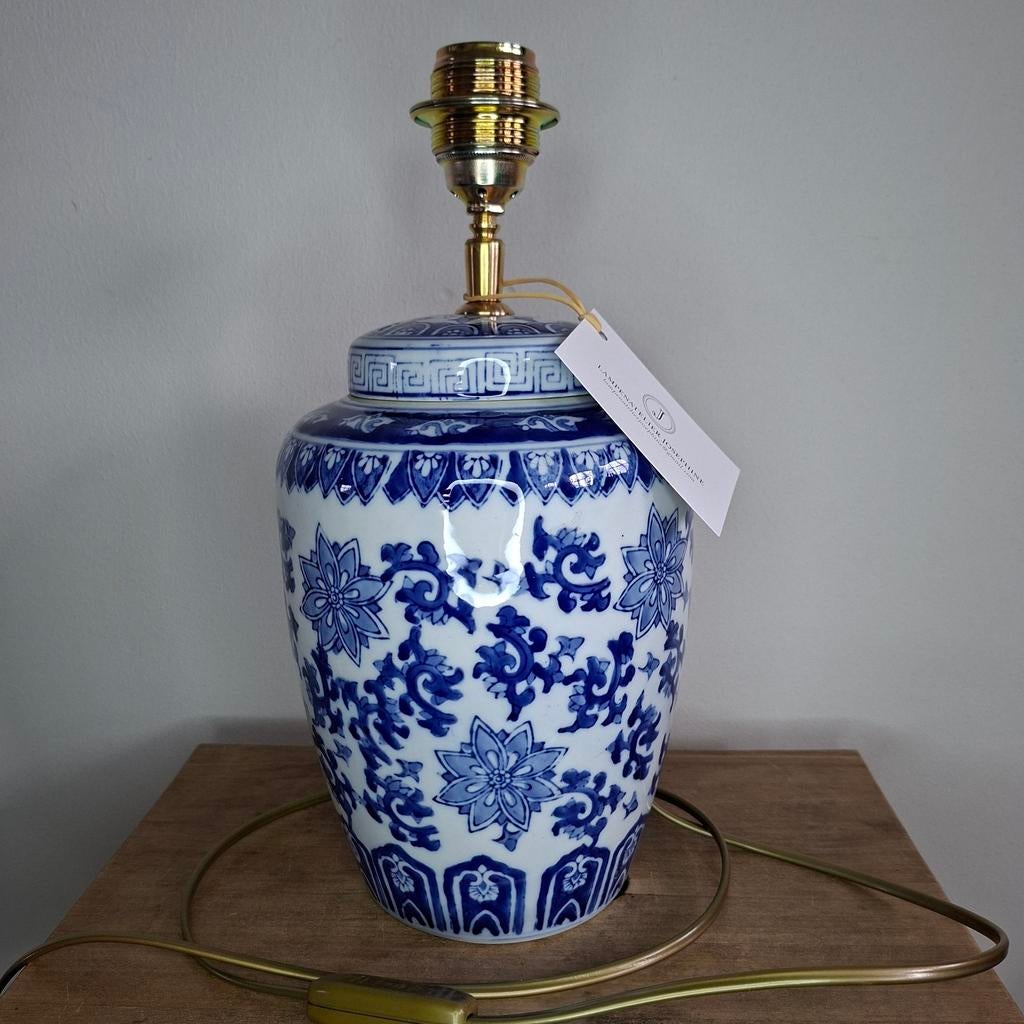 Handgemaakte lampenvoet van vintage Chinese dekselpot, Ophalen of Verzenden